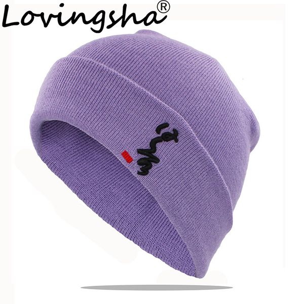 

lovingsha chinese word design men knitted knit skullies bonnet warm hats for girl beanie outdoor women winter hat caps ht169, Blue;gray