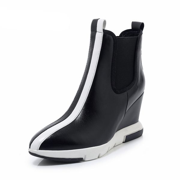 

spring autumn ankle boots women platform boots rubber sole buckle black leather suede high heels woman shoes