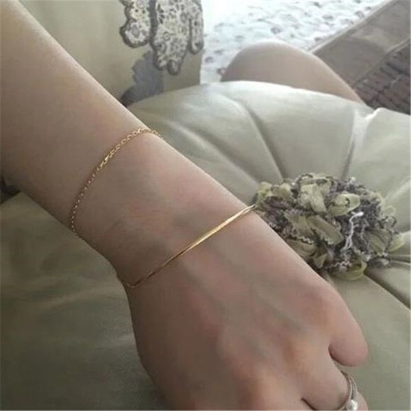 

chain open stainless steel rose gold color for women simple elegant, Black