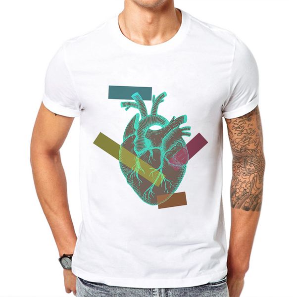 

новая мода мужская футболка творческий сердца printed мужской повседневный топы мужская одежда футболки с коротким рукавом hipster смешные п