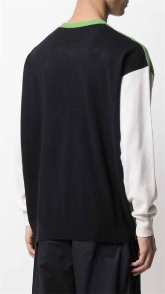 

autumn winter fashion men sweaters male letter embroidery crew neck sweater mens panelled contrast color sweatershirt size s-2xl, White;black