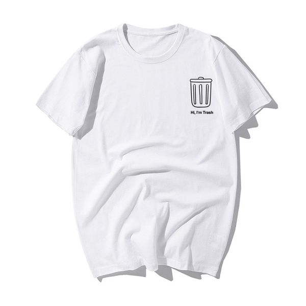 

2019 casual cotton mens tshirt летняя мода мужчины с коротким рукавом привет я trash can печать футболки hip hop тройники harajuku толстовка