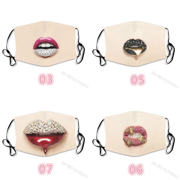 

mouths teeth lip dust face masks crystal printed cotton mascarilla washable custom breathable mascherine fashion kids 3xb c2
