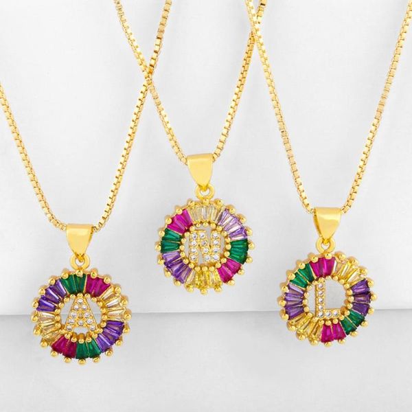 

pendant necklaces 2021 alphabet letters gold round plate cubic zirconia chain energy necklace meditation jewelry, Silver