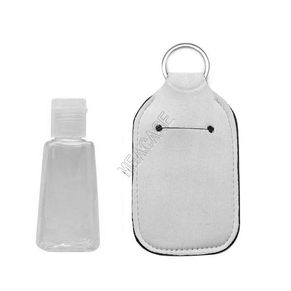 

diy plain white 30ml hand sanitizer bottle holder blank sublimation neoprene key ring perfume bottles cases bag x-mas keychains gifts d92502