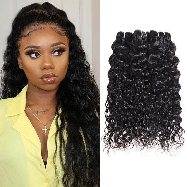 

ishow 3 bundles 8-38 inch deep loose brazilian human hair bundles yaki straight deep curly body water straight color virgin hair extensions, Black