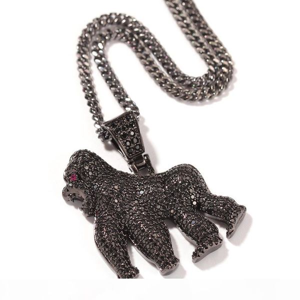 

europe and america ale hip hop jewelry gold plated cz gorilla pendant chain necklace nice gift for boy friend, Silver