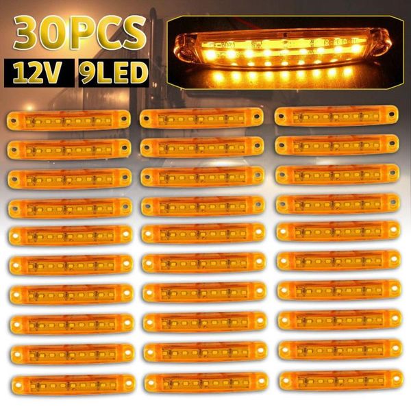

30pcs amber 9-led rear side lamp truck trailer lorry sealed side marker clearance light
