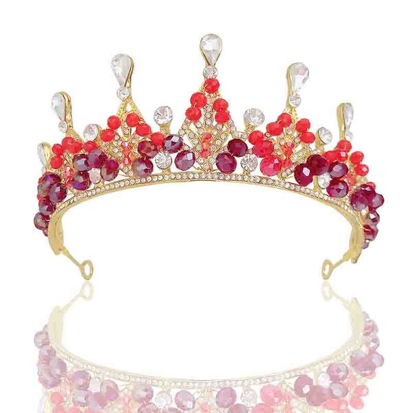 

handmade gold color rhinestone beads crown women bride tiaras wedding headband headpeice hair jewelry accessories xh, Golden;silver