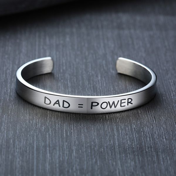 

i love you dad cuff bangles in stainless steel dav is power bangle father's gift laser, Black