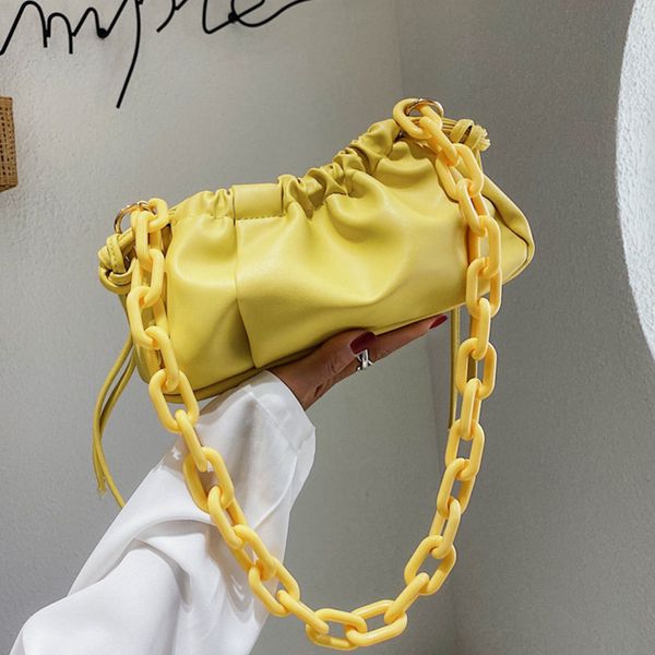 

fashion pleated shoulder bag for women pu leather vintage chains armpit bag designer small shopping purse