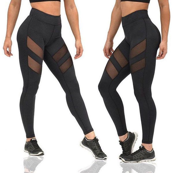 

women's leggings fashion women mesh leggins heigh quality n summer patchwork pants female lady, Black