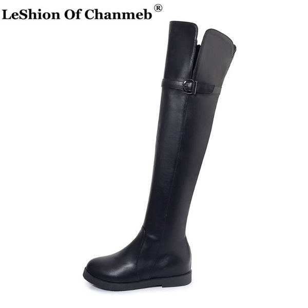 

chic women autumn winter over knee boots ladies black white long boots casual shoes small size 33 female footwear botas feminina