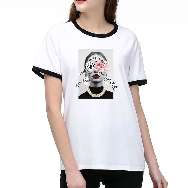

women's t-shirts 2020 summer new womens fashion print crew neck t-shirt casual women breathable short sleeves tee 2 color size s-2xl, White
