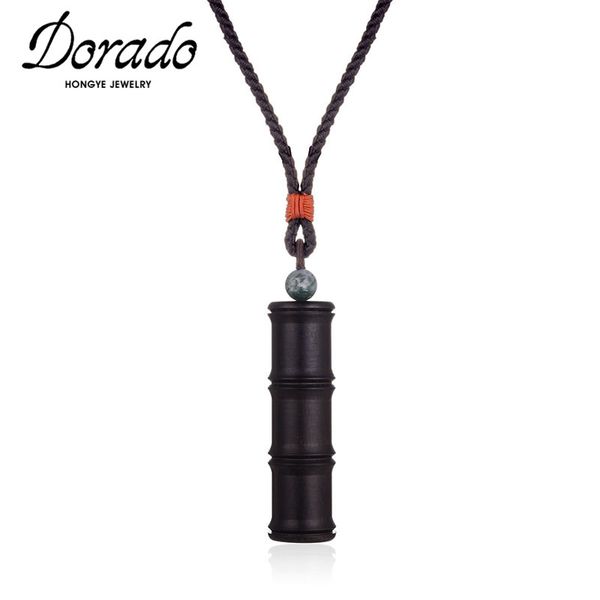 

dorado vintage black wood rope chain necklace for women statement fashion cylindrical long pendant handmade jewelry removable, Silver