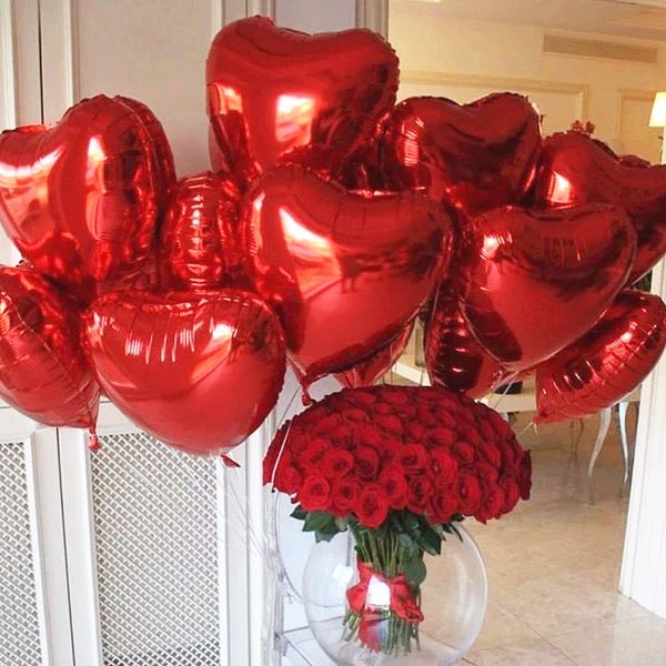 

helium 18inch balloons foil shower baby birthday gifts day party wedding heart 50pcs balaos decoration valentine's heart love jwjsi