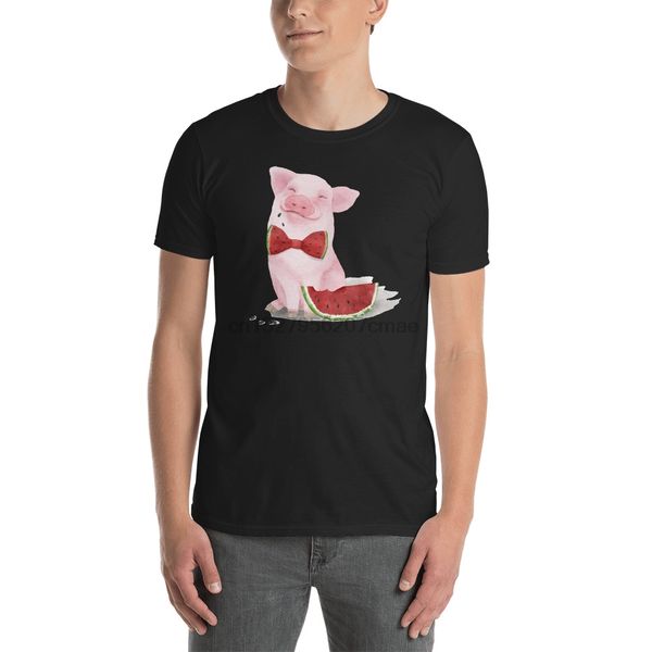 

happy piglet with watermelon - pig pork t-shirt shirt