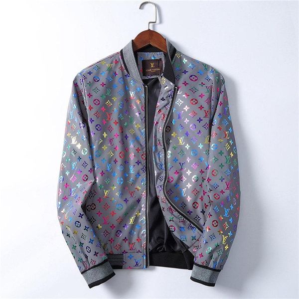 

mens zipper jackets designers jacket laser reflective print windbreaker hoodie colorful luminous picture clothing mens fashion jackets, Black;brown