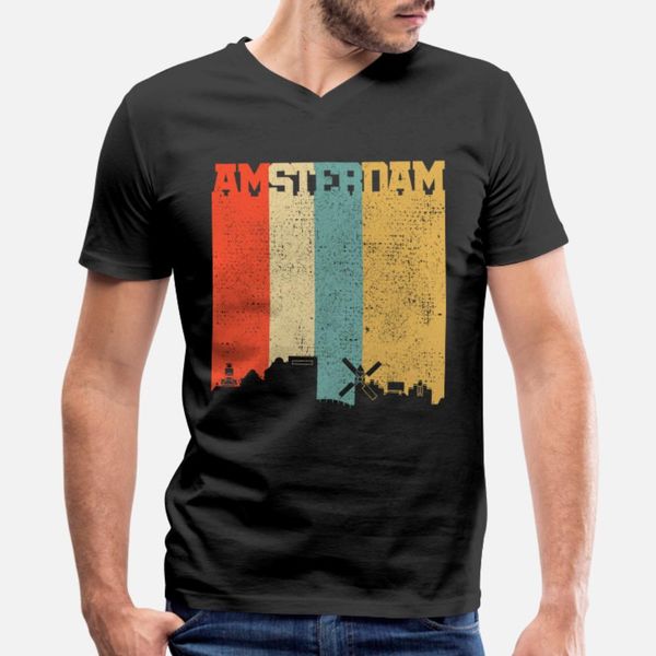

amsterdam vintage t shirt men printed short sleeve round neck family crazy funny spring autumn original shirt