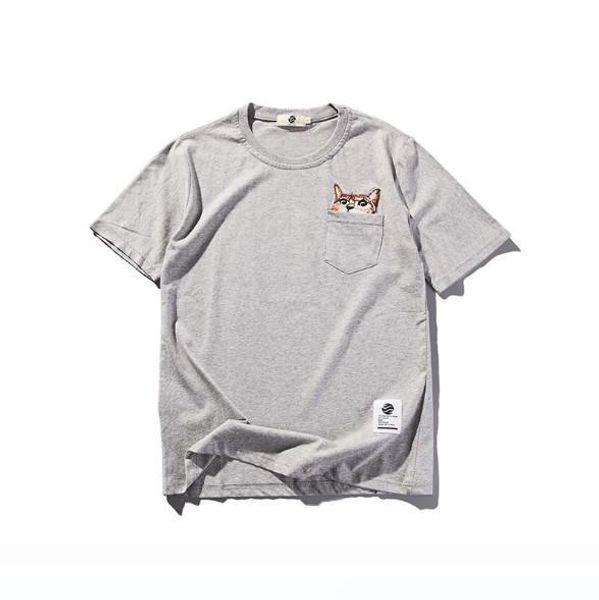 

mens summer new tshirt embroidered tee neutral solid color loose short sleeve round neck asian size m-2xl, White;black