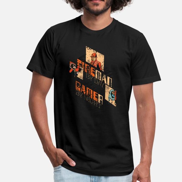 

firefighter and gamer t shirt men character tee shirt o neck homme fit new style spring unique shirt