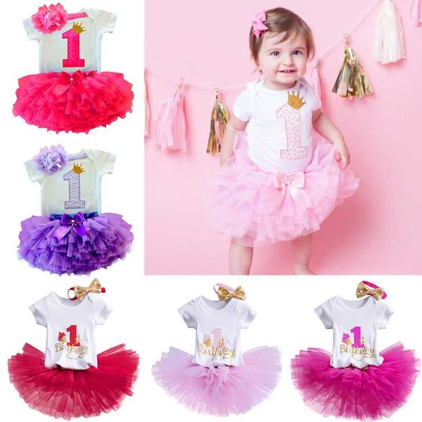 

cotton baby girls clothes 1 year 1st birthday dress party dresses for girl toddler kids baptism gown tutu outfits with headband, Red;yellow