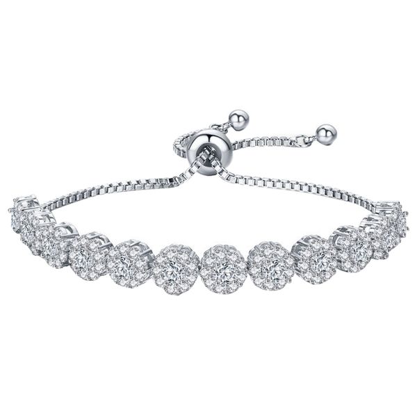 

charm bracelets classic round cubic zircon elegant women tennis for fashion bracelet jewelry, Golden;silver