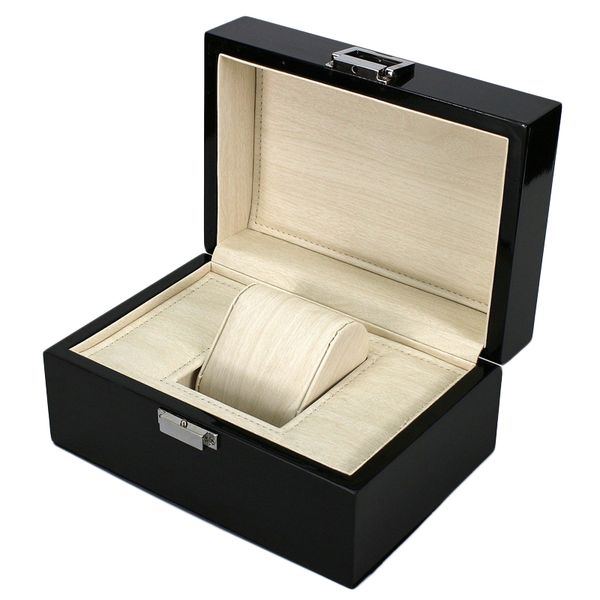 

fashion watch box wood watch box with pillow package case jewelry storage gift, Black;blue