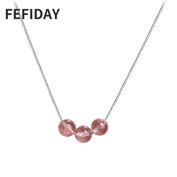 

fefiday female beads necklaces women's custom jewelry 2020 lady pink crystal necklace chain rhinestone choker women necklace, Silver