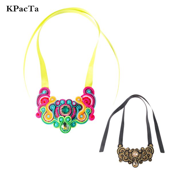 

kpact new soutache handmade fashion necklaces ethnic jewelry women crystal decoration pendant necklace party gifts collar mujer 0927, Silver