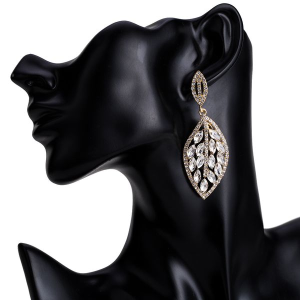 

eh8406 exaggerated fashion diamond leaves multi-layer earrings femininity bohemian style, Golden