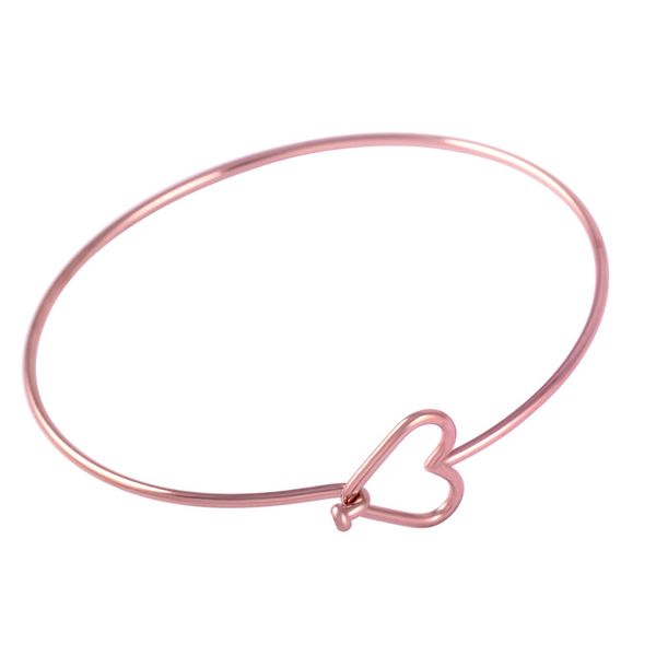 

100pcs shiny polishing rose gold heart bangles minimal open cuff heart bracelet-stainless steel wire bangles gift for her, Black