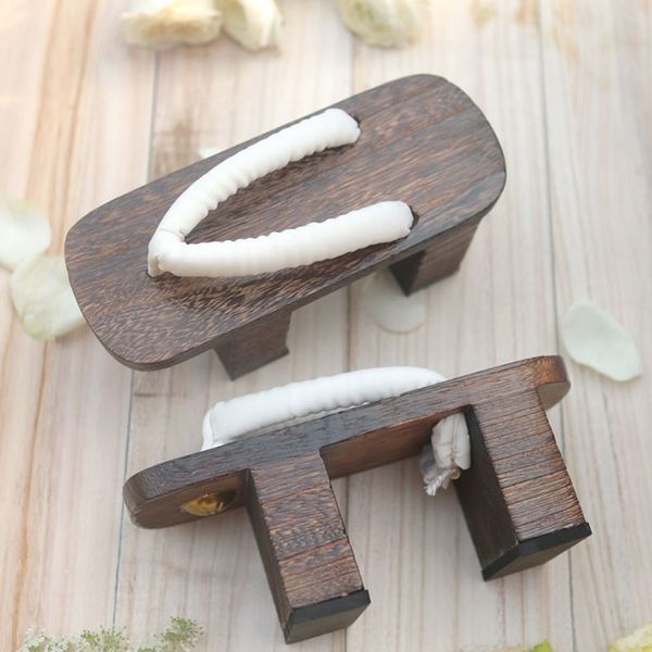 

cosplay shoes women's double high heel wood sandals summer casual slippers flip flops natural wood color classic japan ge, Black