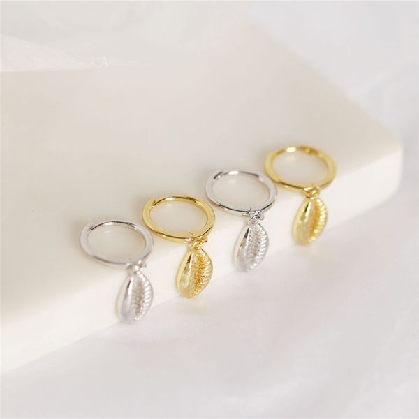

aprilgrass brand designer ying vahine 100% 925 sterling silver shell pendant stud earrings for women, Golden;silver