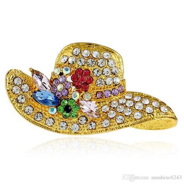 

3colors мода шляпа rhinestone pin брошь дизайнер брошь знак металл эмаль pin broche женщины ювелирные изделия украшение партии, Gray