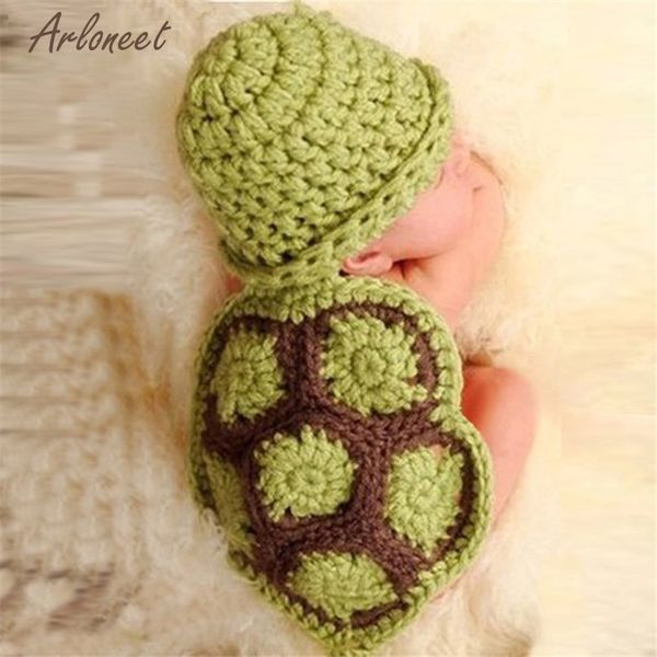 

modern baby girl boy newborn turtle knit crochet clothes beanie hat outfit p props bb drop shipped mr06, Yellow