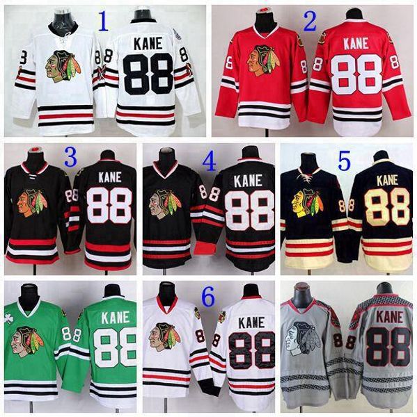 

chicago blackhawks jersey #88 patrick kane hockey jersey patrick kane winter classic jerseys black white green red, Black;red