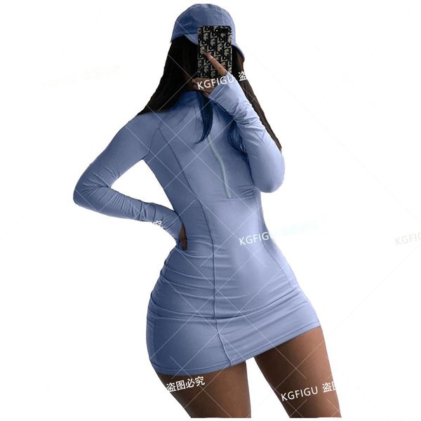

long sleeve bodycon dress for women with zipper casual cotton mini vestidos womens clothing out-going clothing ladies s-xl, Black;gray