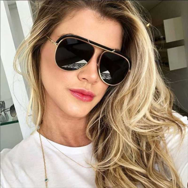 

women eyewear oversized summer black pilot 2020 ladies fashion sunglasses luxury designer gold glasses mirror uv400 shades kards, White;black