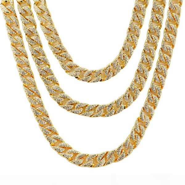 

iced out men hip hop necklace gold plated full of rhinestone miami cuban necklace bracelet set for men women, Silver