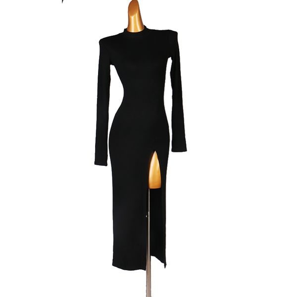 

stage wear split latin dance practice clothes female professional competition performance cheongsam dress, Black;red