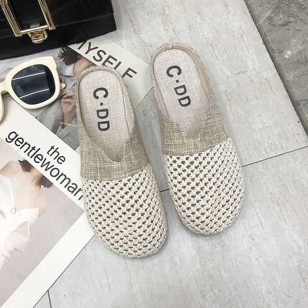 

2020sandals valentine slippers summer slip on women flip flops shoes home flax womens casual breathable beach, Black