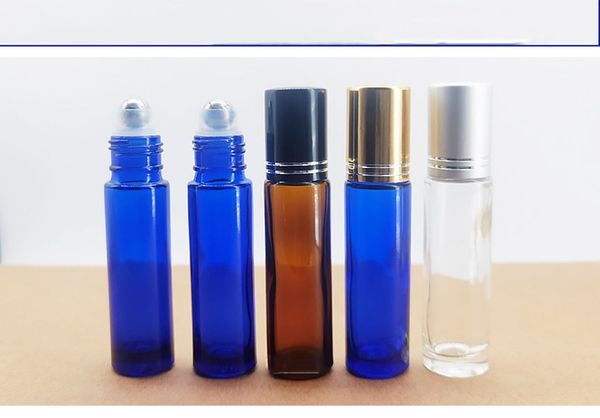 

10ml steel ball glass essential oil bottle