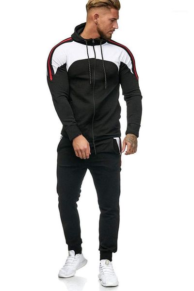 

designer tracksuits pinstripe print color matching mens casual tracksuits hooded males sports clothing plus size mens, Gray