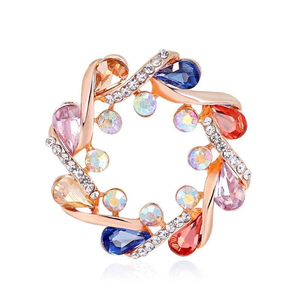 

new round brooch multicolor rhinestones brooches for women broche pins metal jewelry accessories 2020, Gray