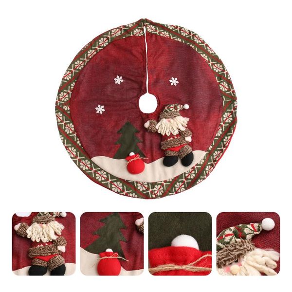 

1pc christmas adornment tree skirt decorative apron floor rug for party (red)
