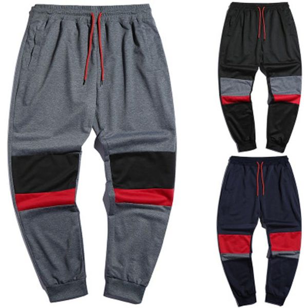 

fashion trend casual color matching men pants designer new hip hop sports trousers male pocket drawstring running harlan trousers, Black