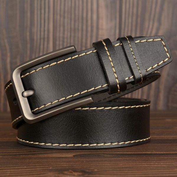 

men's belt leather men male genuine strap black pin buckle casual belts cummerbunds ceinture homme d070815kb, Black;brown