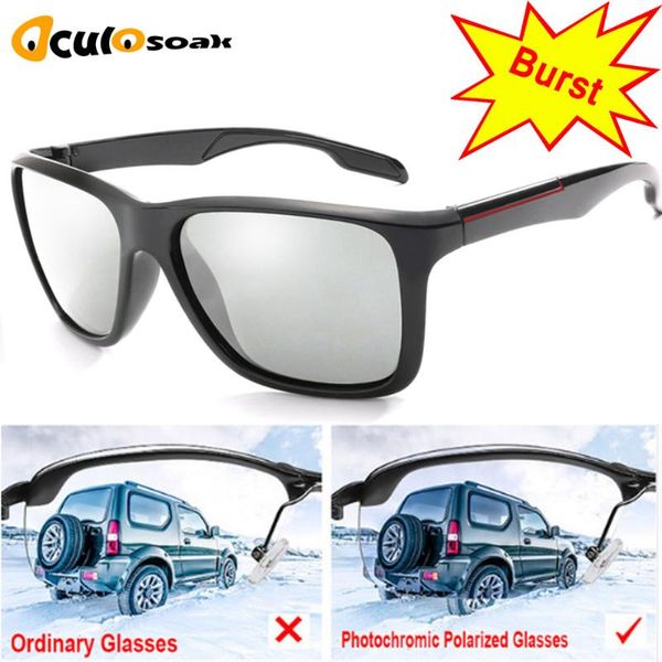 

2020 pchromic polarized sunglasses men car driving goggles chameleon sunglass male discoloration glasses b1037, White;black