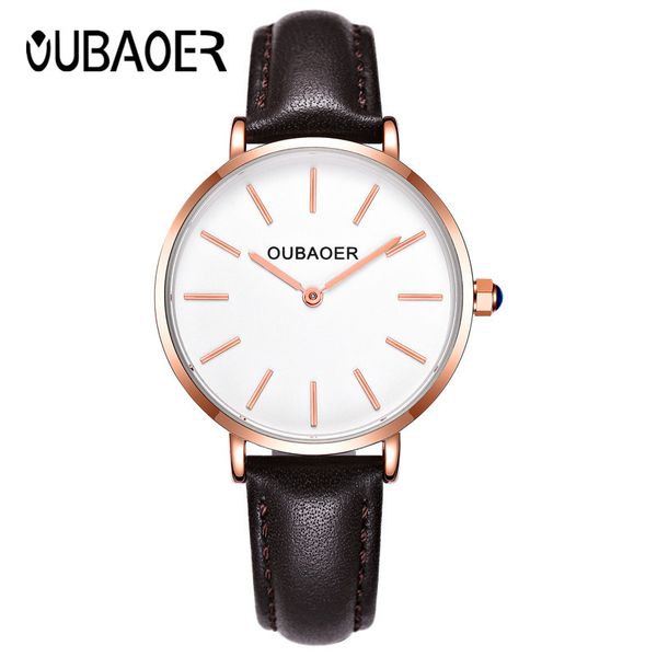 

watch women oubaoer quartz casual simple fashion bracelet watch ladies wrist for women relogio feminino, Slivery;brown